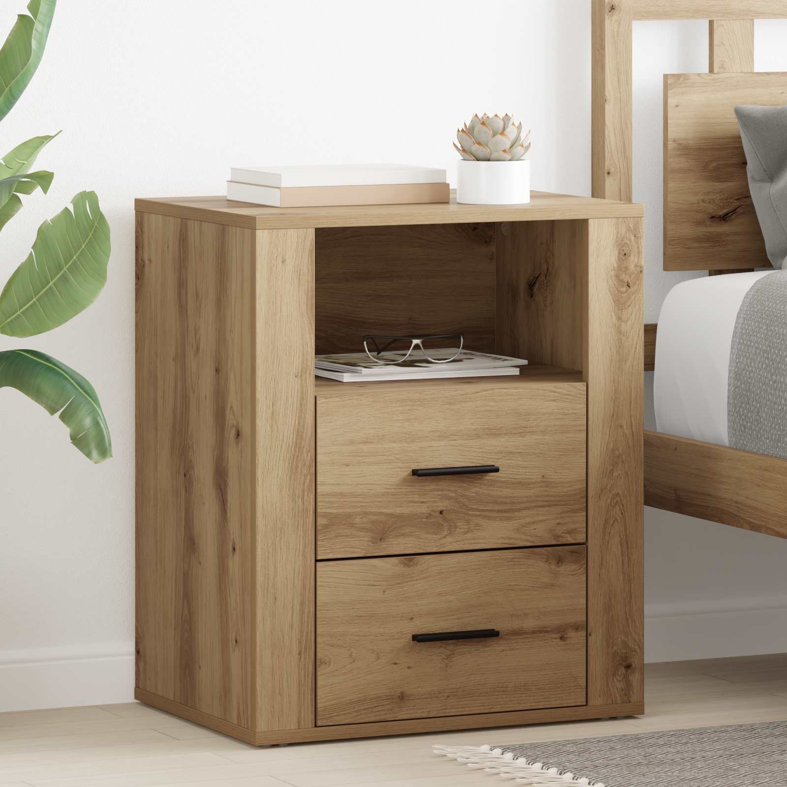 Nachtkastje Artisan Eiken 35 x 50 x 60 cm Bewerkt hout