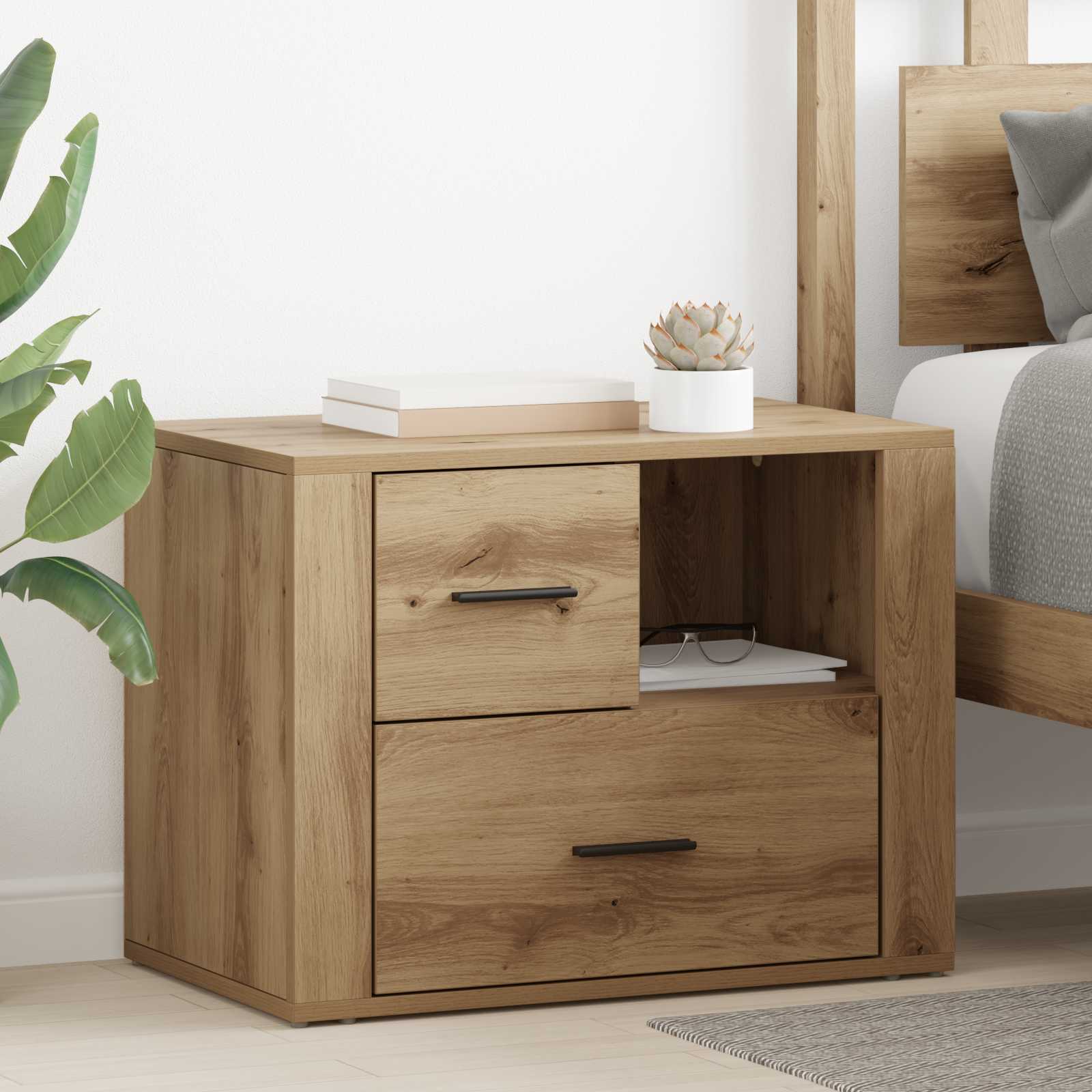 Nachtkastje Artisan Eiken 35 x 60 x 50 cm Bewerkt hout