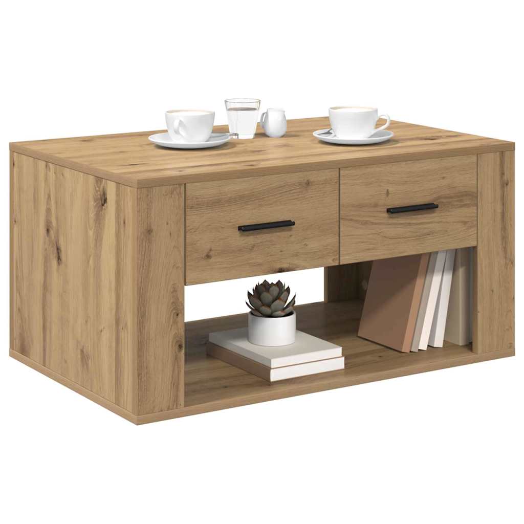 Salontafel met lade Artisan Eiken 80 x 50 x 40 cm Bewerkt hout – afbeelding 3