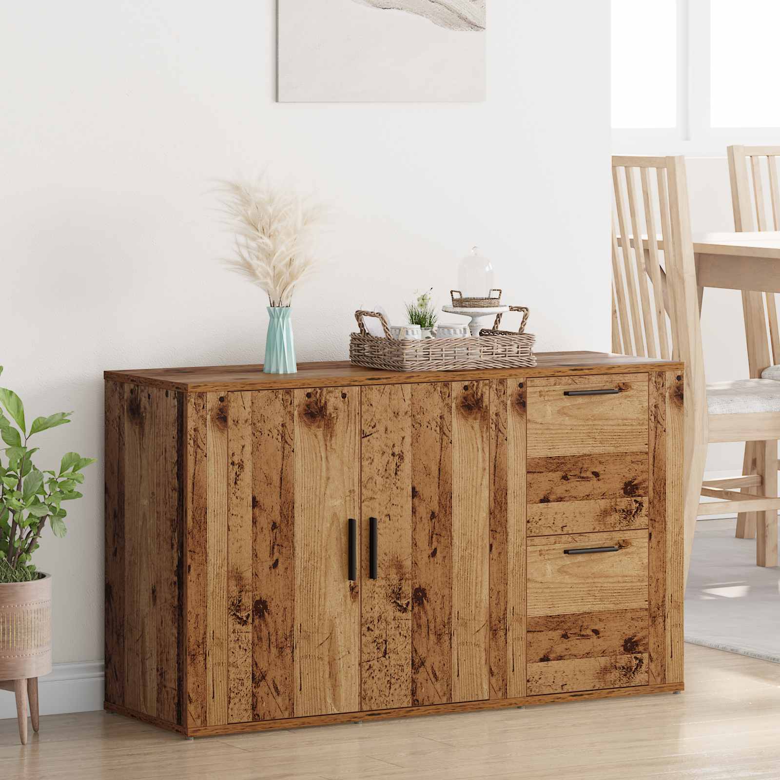 Dressoir met lade Oudhout 100 x 33 x 59.5 cm Bewerkt hout