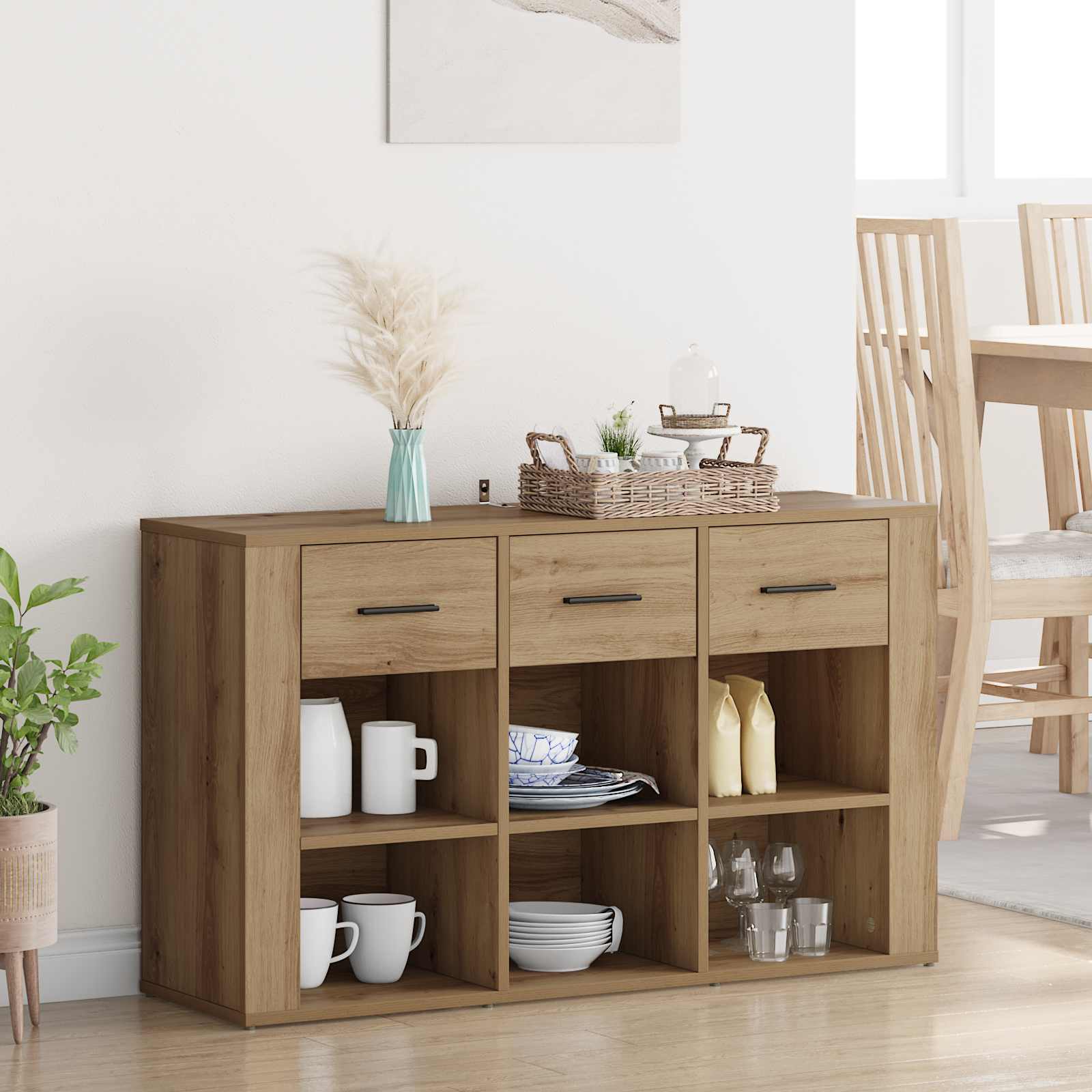 Dressoir Artisan Eiken 100 x 30 x 59,5 cm Bewerkt hout