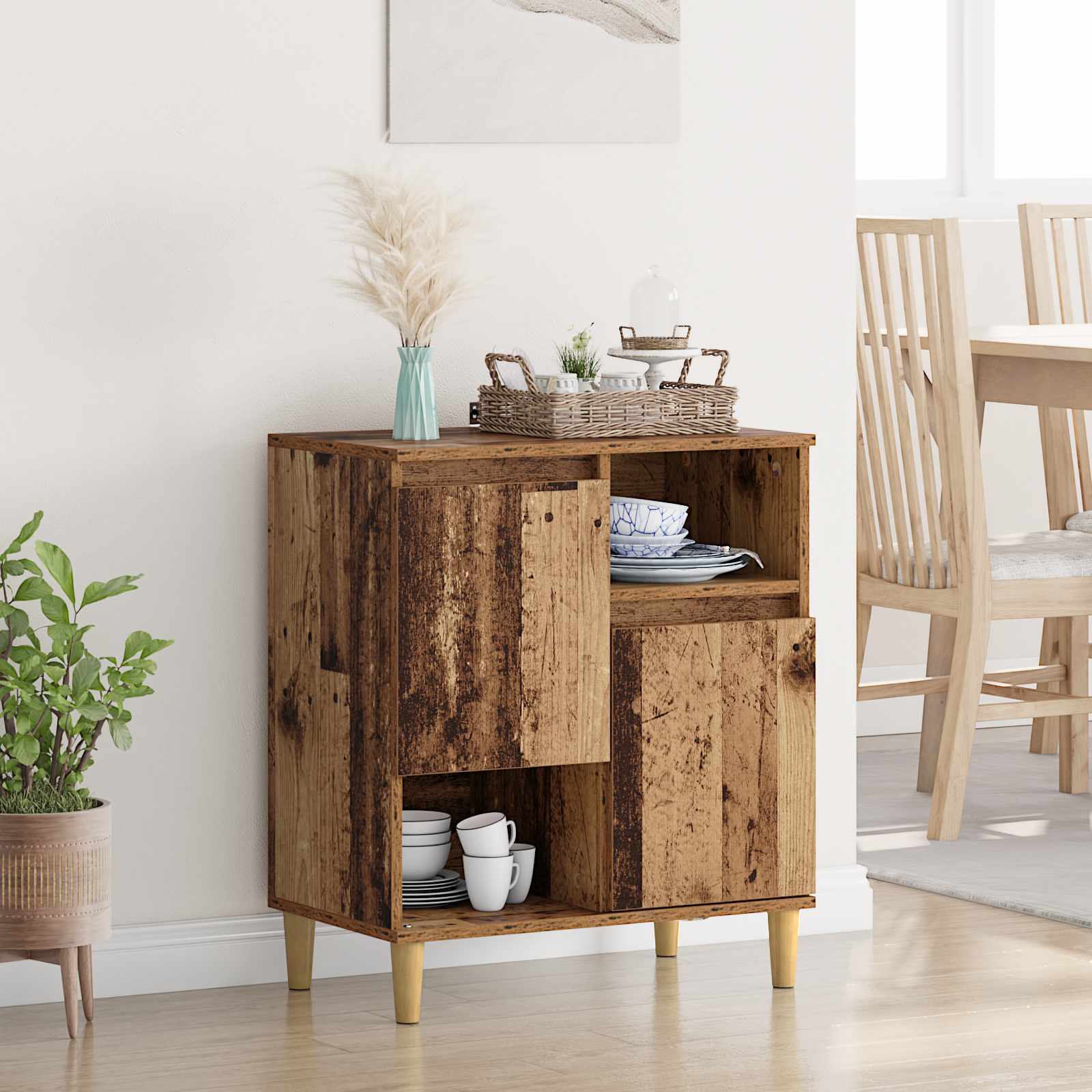 Dressoir Oud hout 35 x 60 x 70 cm Bewerkt hout