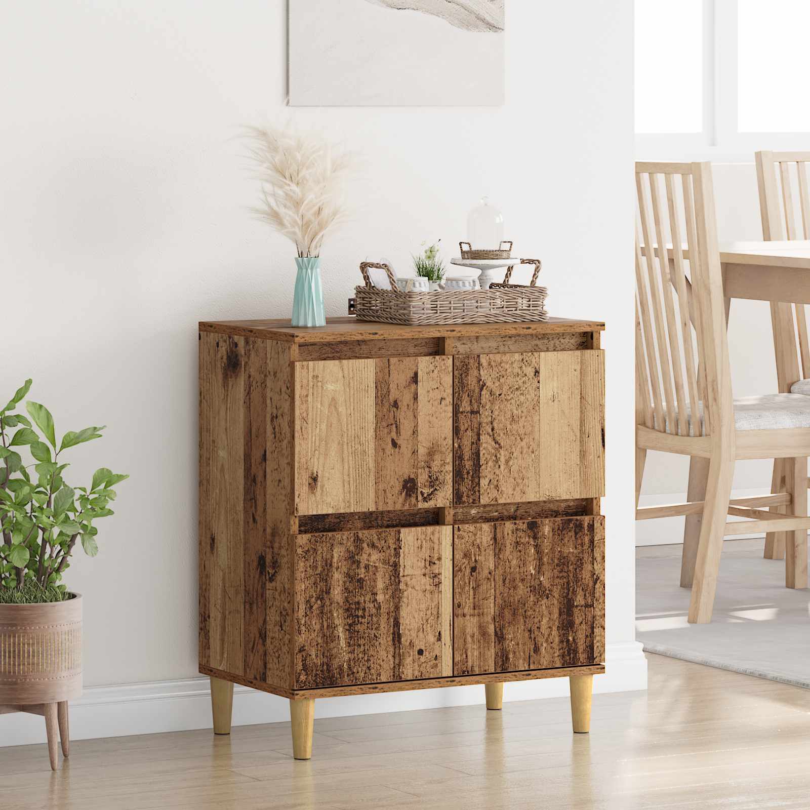 Dressoir Oud Hout 60 x 35 x 70 cm Bewerkt hout