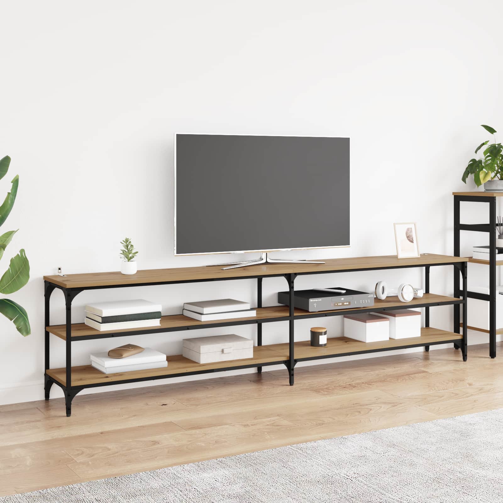 TV-kast 200 x 30 x 50 cm Artisan Eiken Gemonteerd hout en ijzer