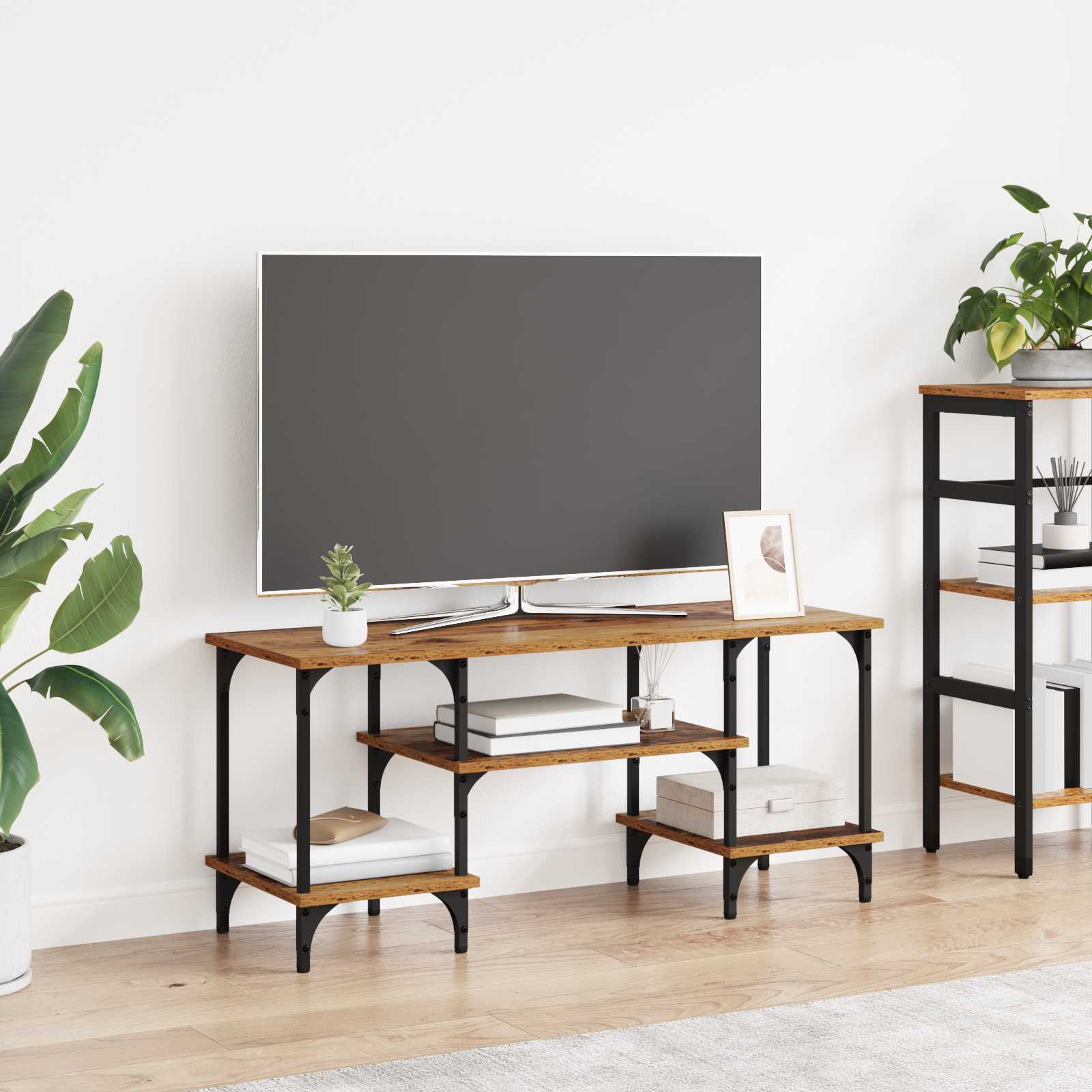 TV-kast Oud Hout 102 x 35 x 45,5 cm Gemonteerd hout en ijzer