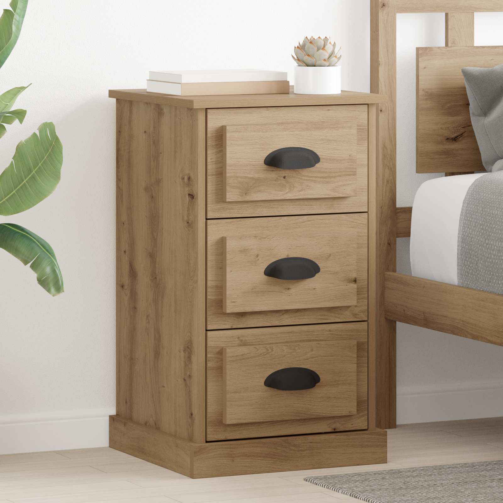 Nachtkastje Artisan Eiken 39 x 39 x 67,5 cm Bewerkt hout