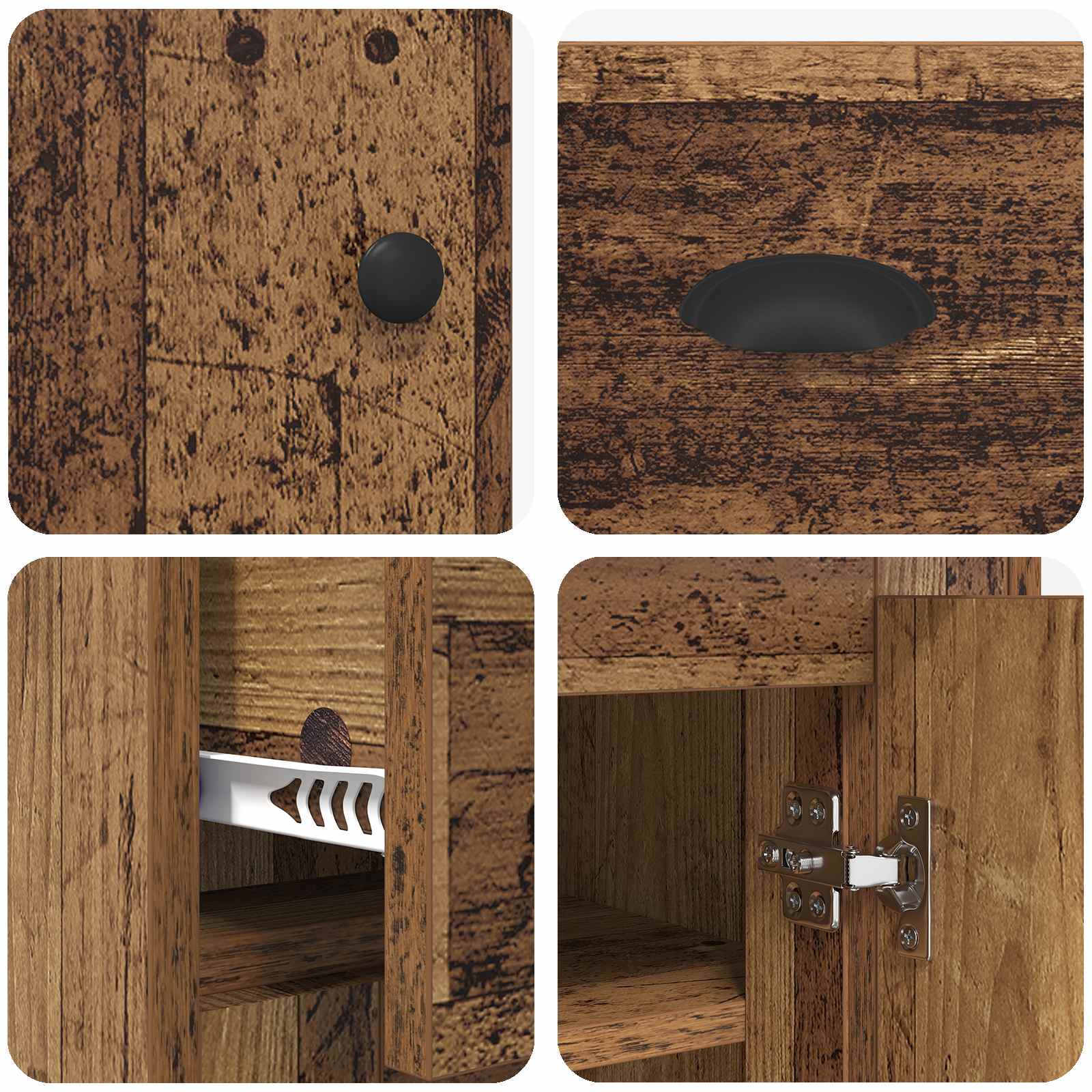 Highboard met lade Oud Hout 70 x 35,5 x 67,5 cm Bewerkt hout – afbeelding 9