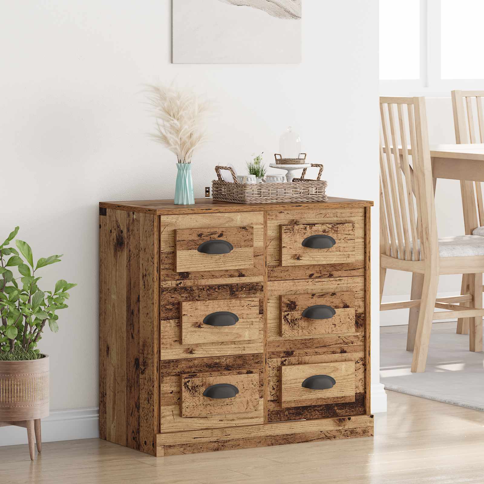 Dressoir met lade Oud Hout 70 x 35,5 x 67,5 cm Bewerkt hout
