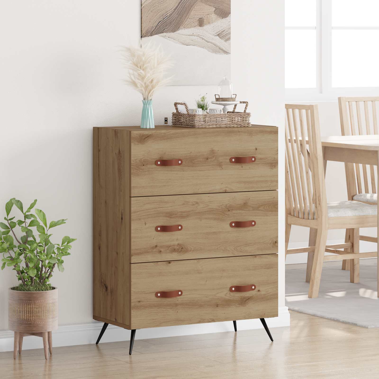 Ladekast 3-Lade Artisan Eik 69,5 x 34 x 90 cm