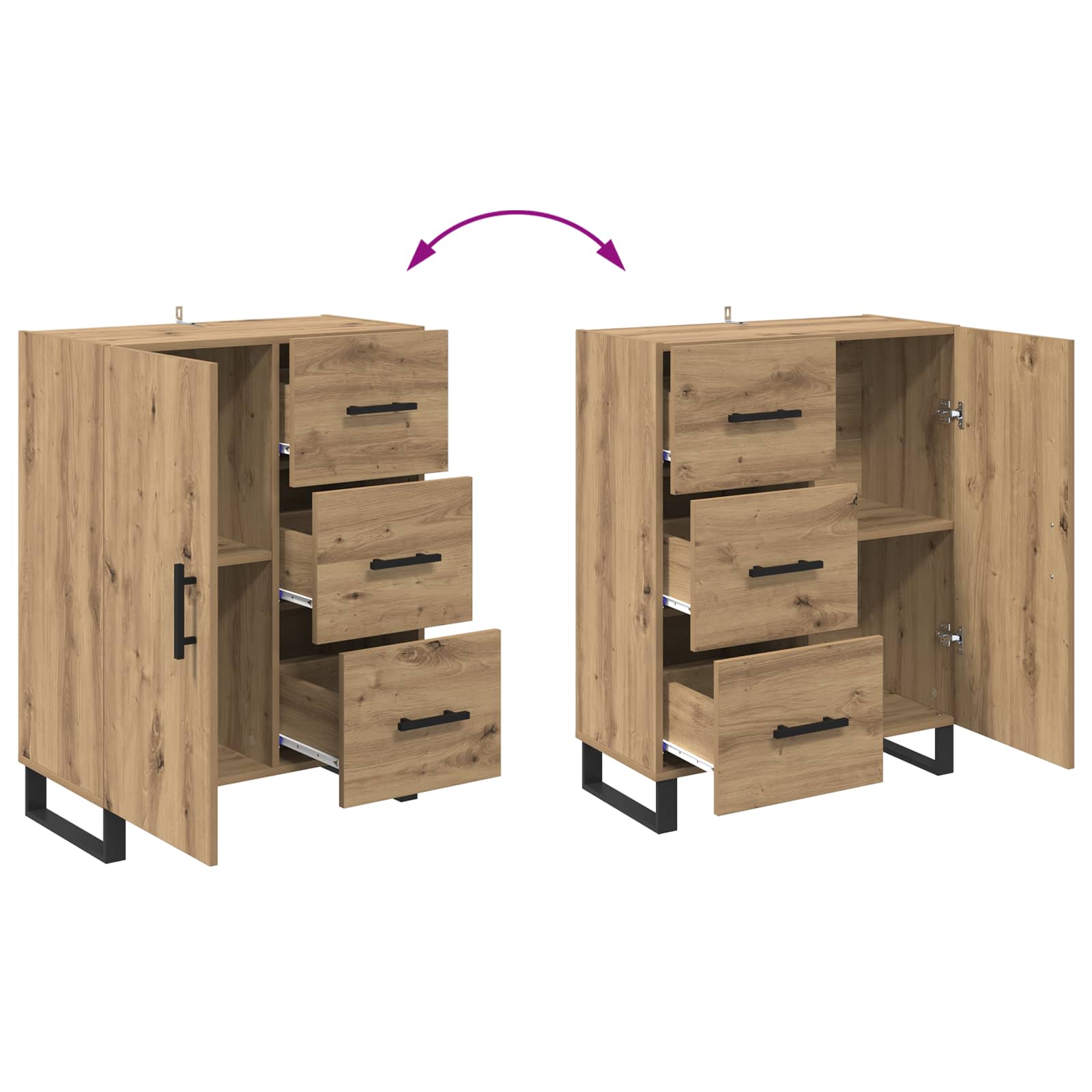 Dressoir Artisan Eiken 69,5 x 34 x 90 cm – afbeelding 9