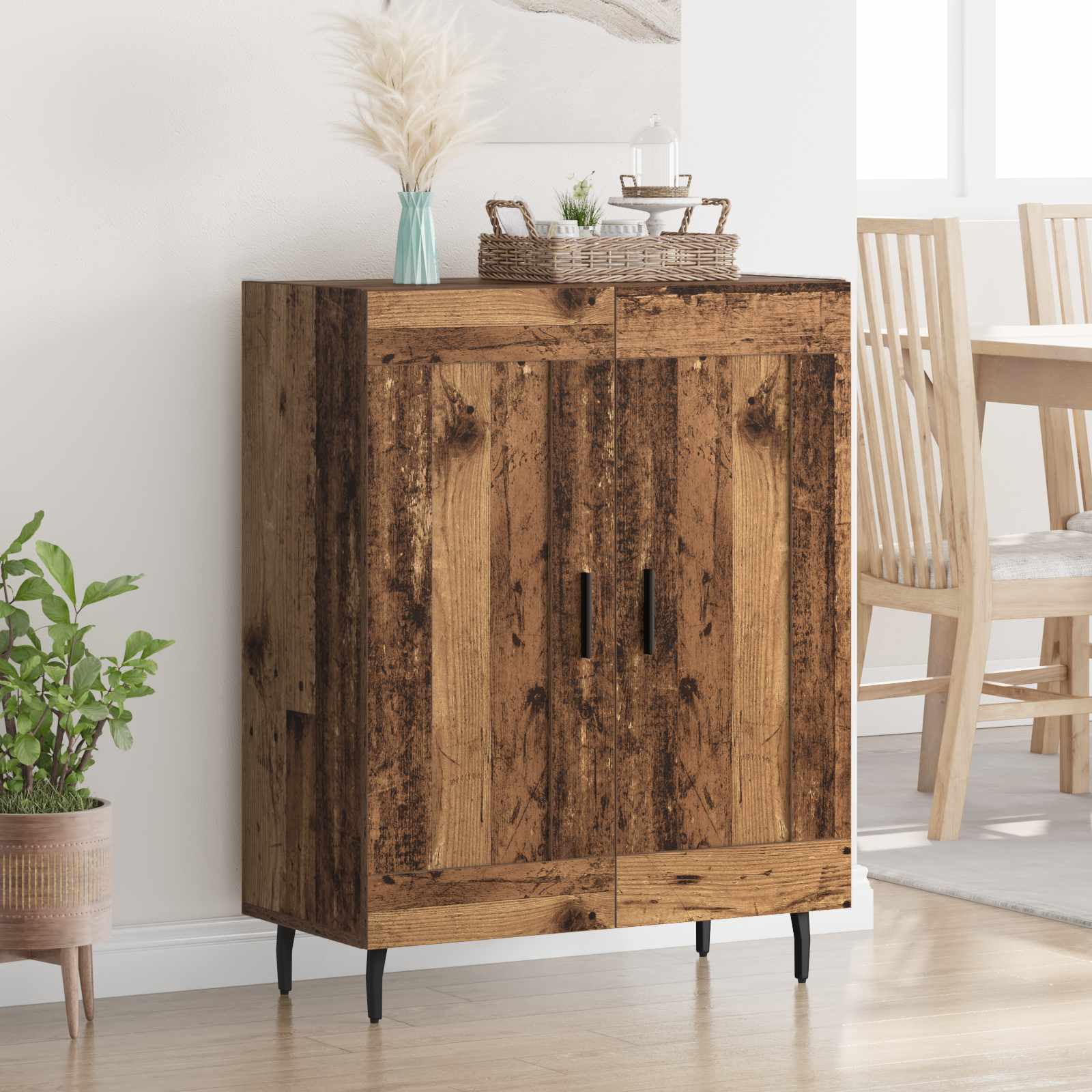 Dressoir Oud Hout 69,5 x 34 x 90 cm Gemonteerd hout en ijzer – afbeelding 1