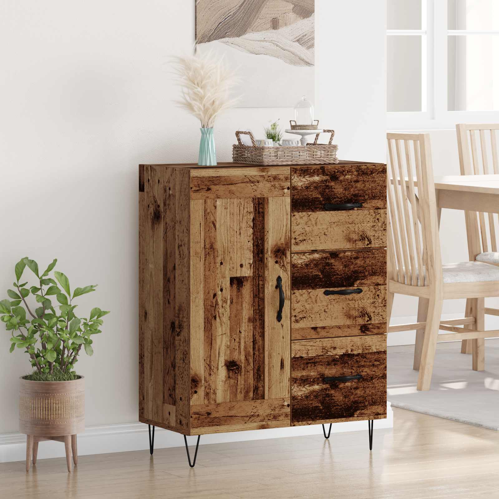 Dressoir met lade Oudhout 69,5 x 34 x 90 cm Geconstrueerd hout