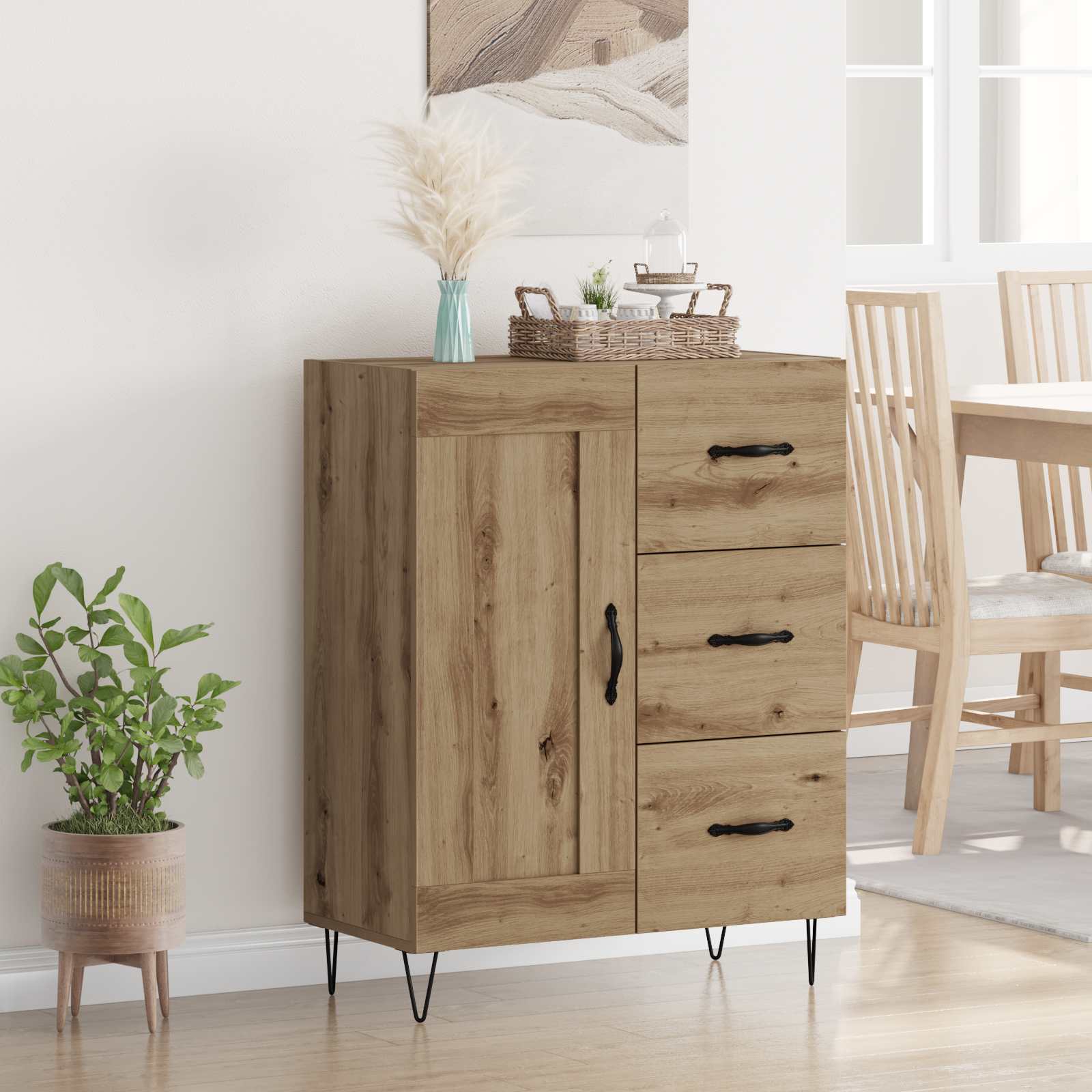Dressoir Artisan Eik 69,5 x 34 x 90 cm Geconstrueerd hout – afbeelding 1
