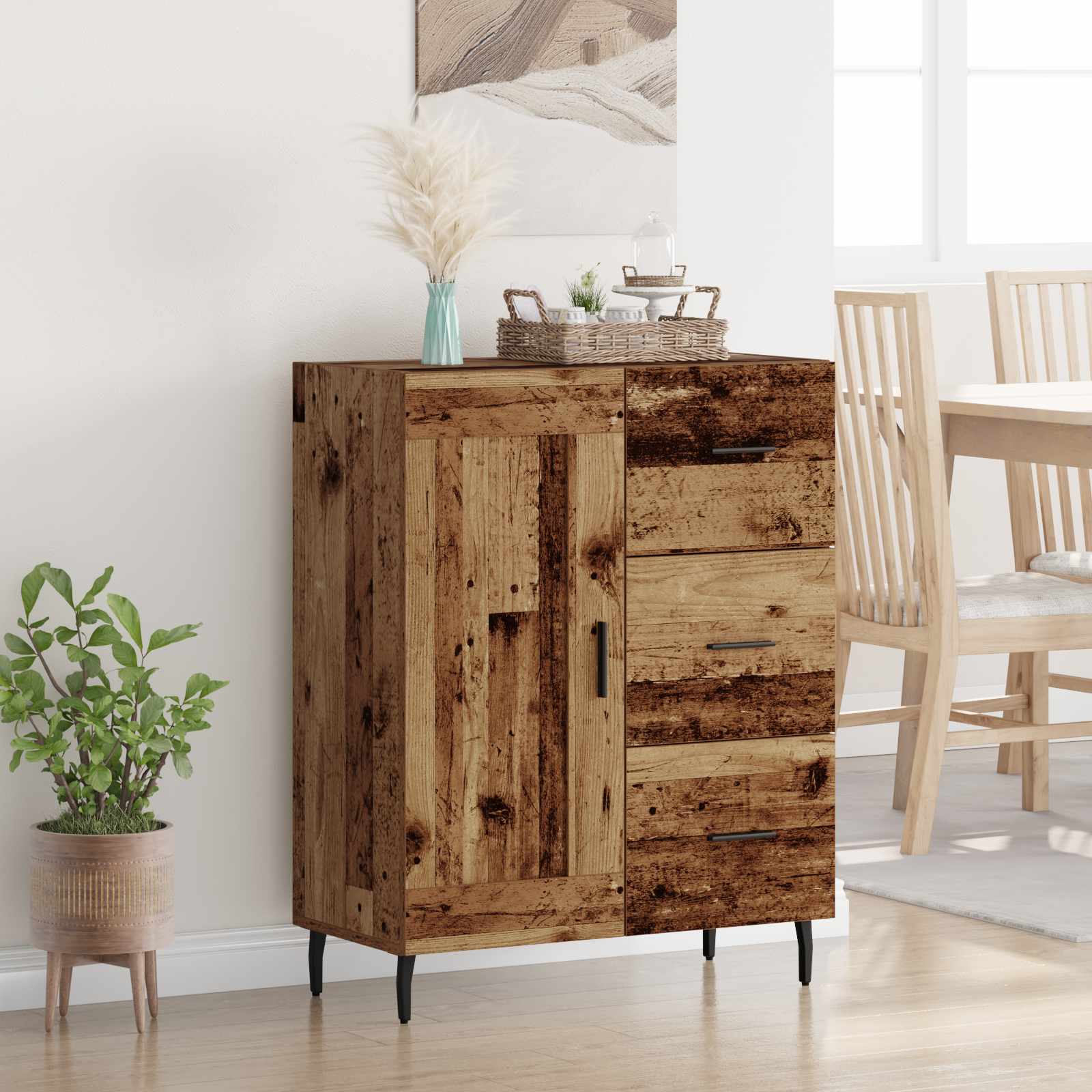 Dressoir Oud Hout 69,5 x 34 x 90 cm Gemonteerd hout en ijzer