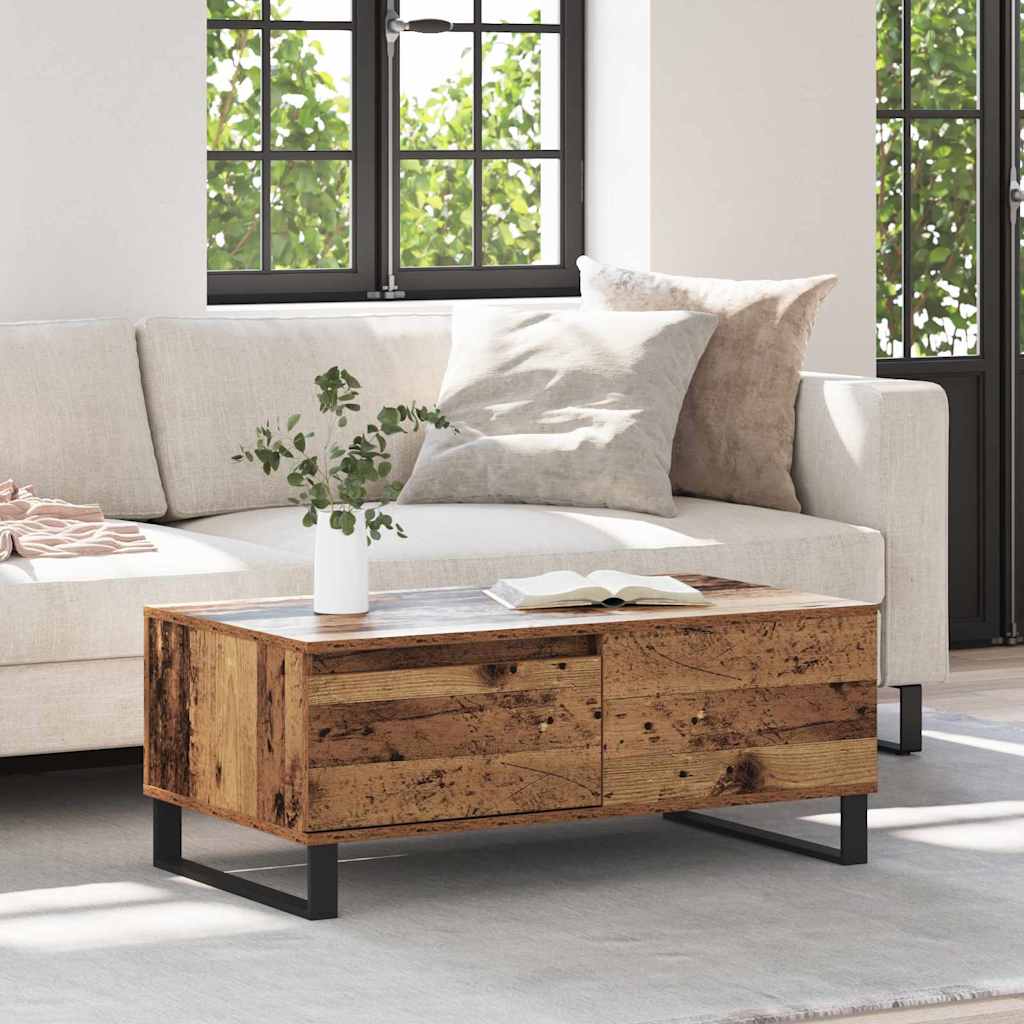 Salontafel met lade Oud Hout 90 x 50 x 36,5 cm Bewerkt hout
