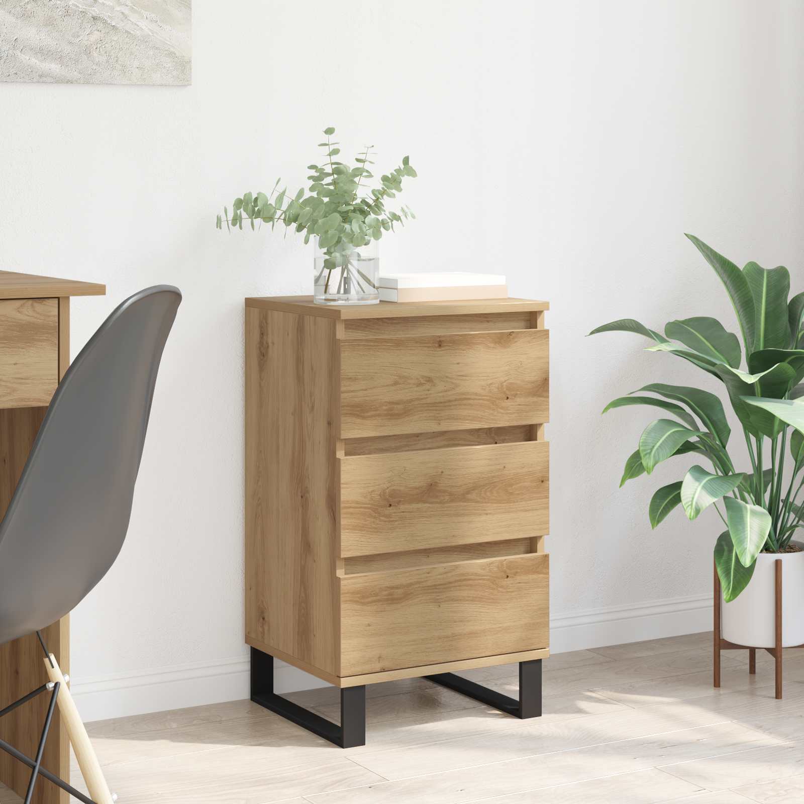 Dressoir artisanaal eikenkleurig Bewerkt hout