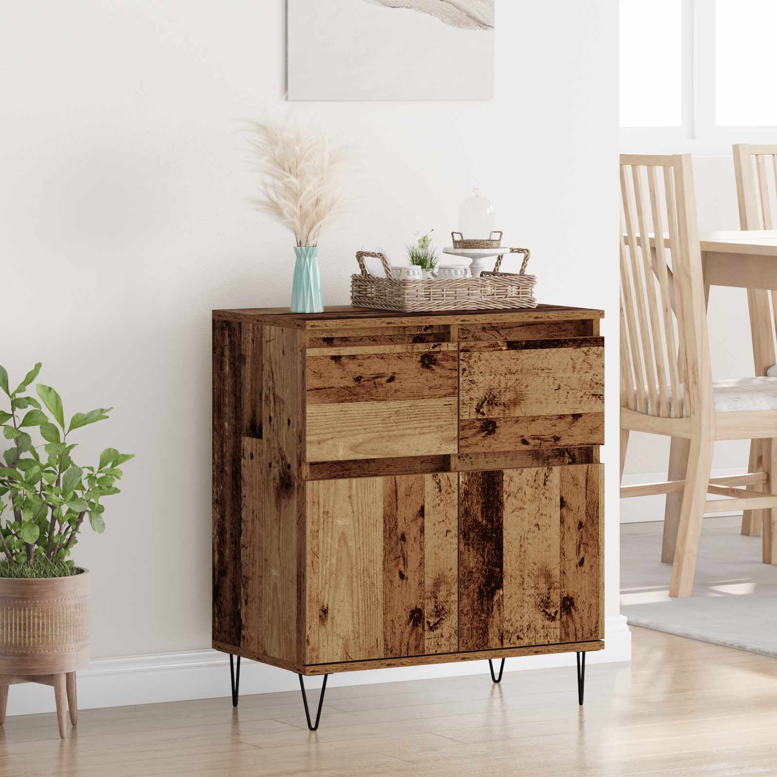 Dressoir Oud Hout 60 x 35 x 70 cm Gemonteerd hout en ijzer