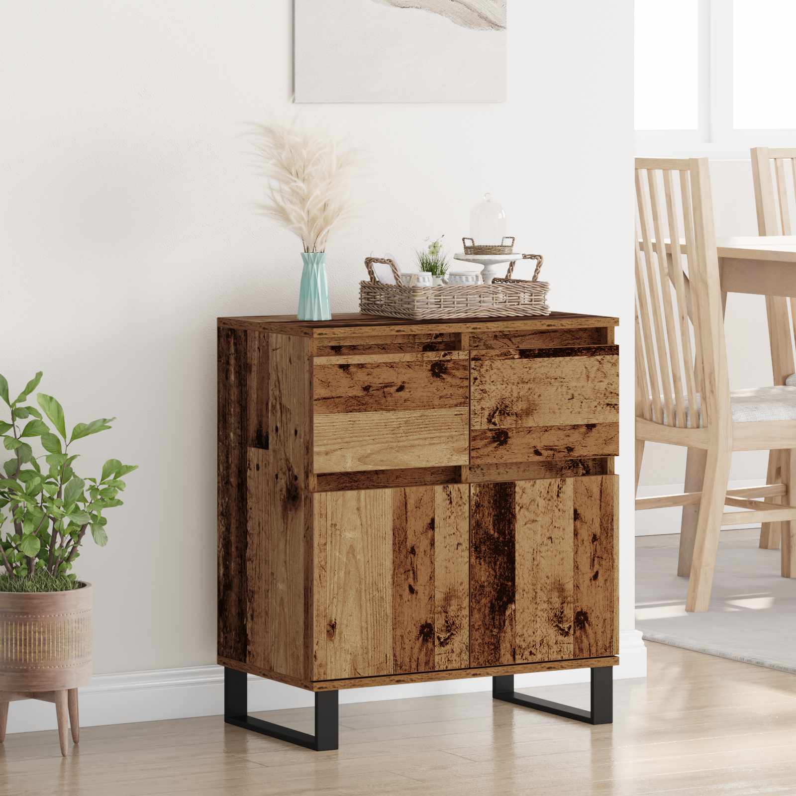 Dressoir Oud Hout 60 x 35 x 70 cm Gemonteerd hout en ijzer