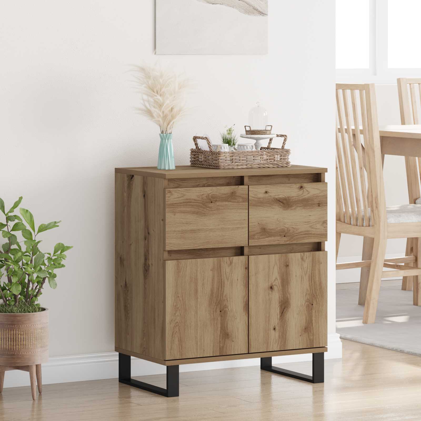 Dressoir Artisan Eiken 60 x 35 x 70 cm Gemonteerd hout en ijzer