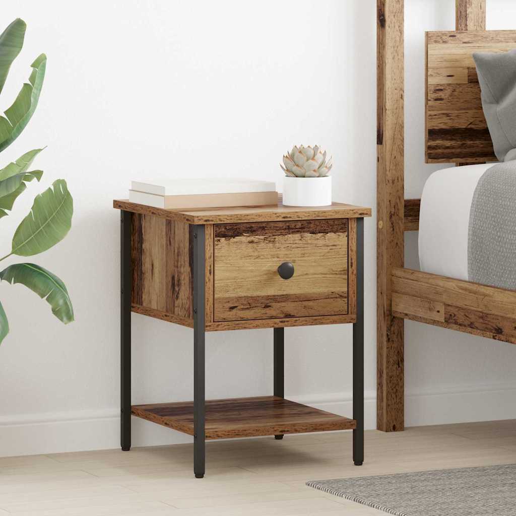 Nachtkastje met lade Oudhout 34 x 35,5 x 45 cm Bewerkt hout
