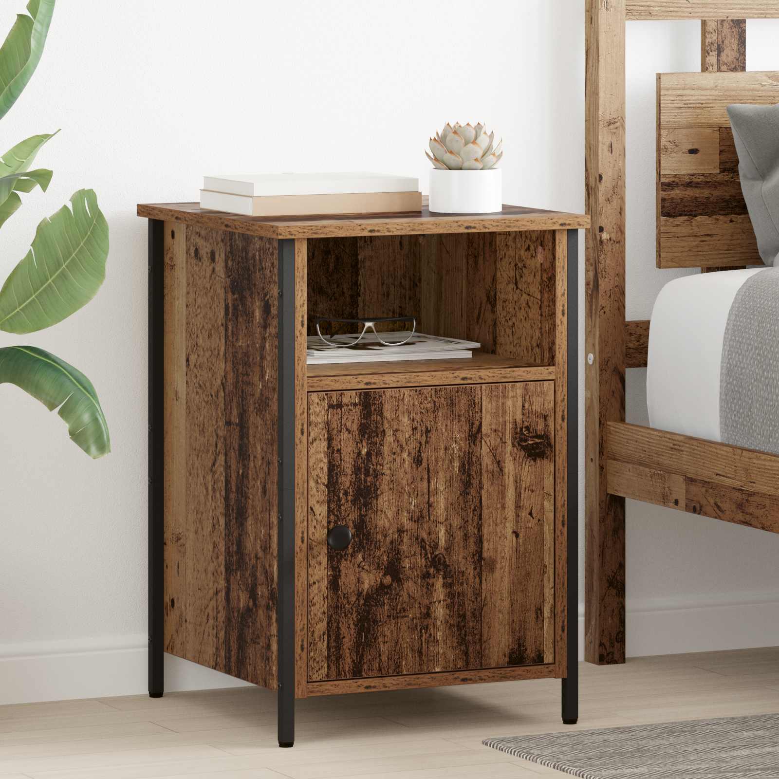 Nachtkastje 2 pcs Oudhout 40 x 42 x 60 cm Bewerkt hout