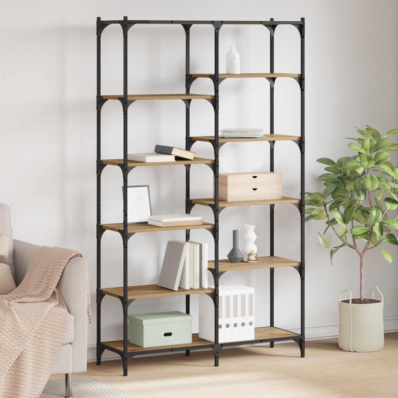 Boekenkast 9-laags 100 x 32 x 170 cm Bewerkt hout