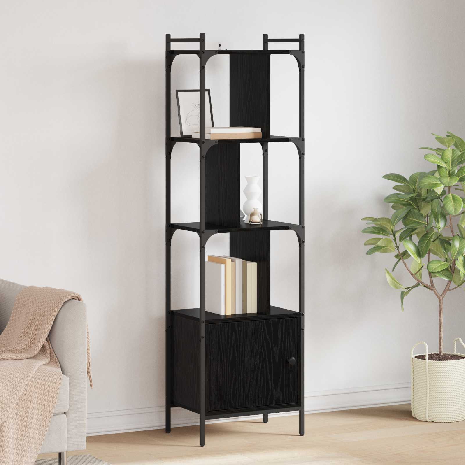 Boekenkast Zwart Eiken 44,5 x 30 x 154,5 cm Bewerkt hout