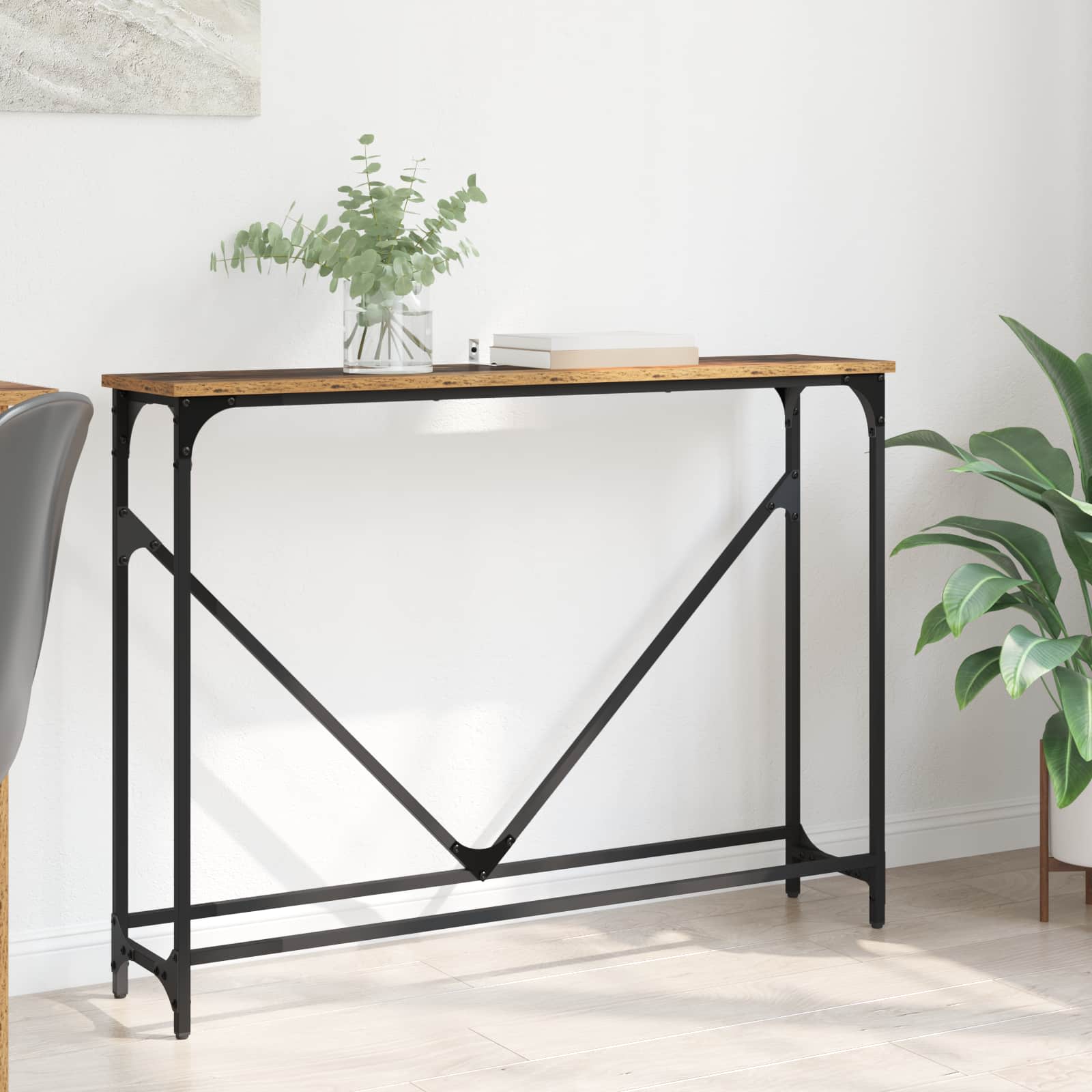 Wandtafel Oud Hout 102 x 23 x 75 cm Bewerkt hout – afbeelding 1