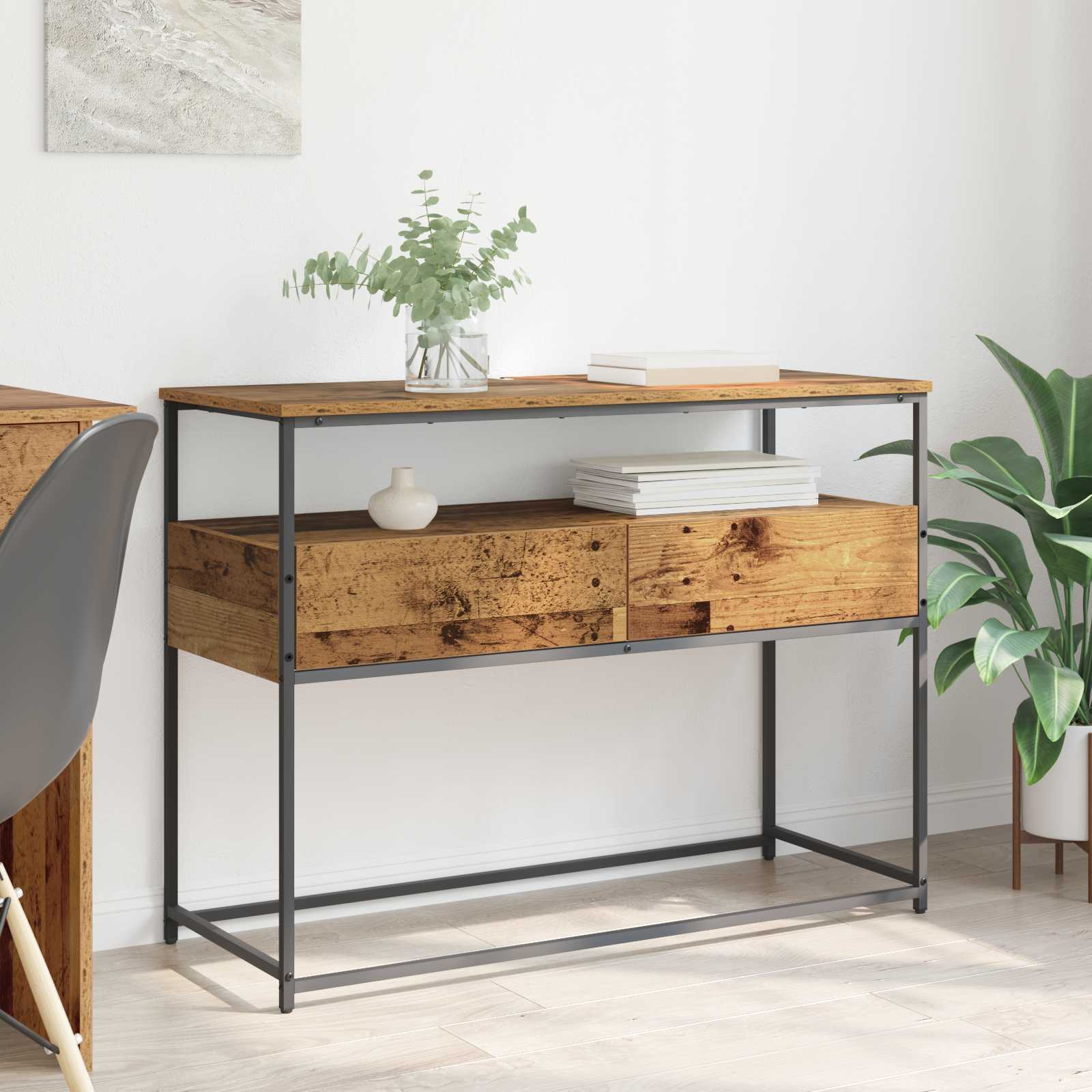 Wandtafel met lade Oud Hout 100 x 40 x 75 cm Bewerkt hout