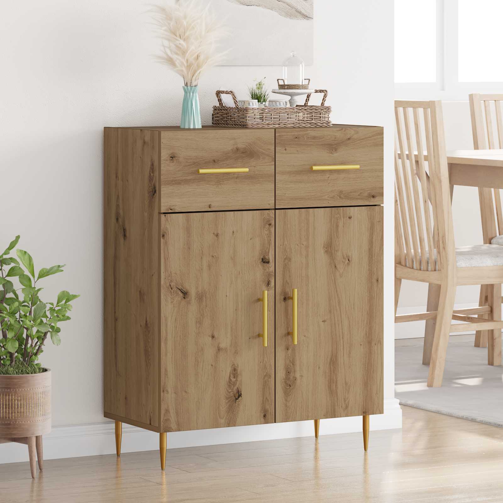 Dressoir Artisan Eiken 69,5 x 34 x 90 cm Bewerkt hout – afbeelding 1