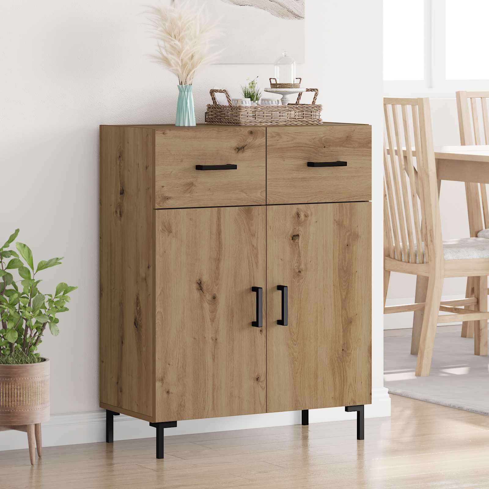 Dressoir Artisan Eiken 69,5 x 34 x 90 cm Bewerkt hout
