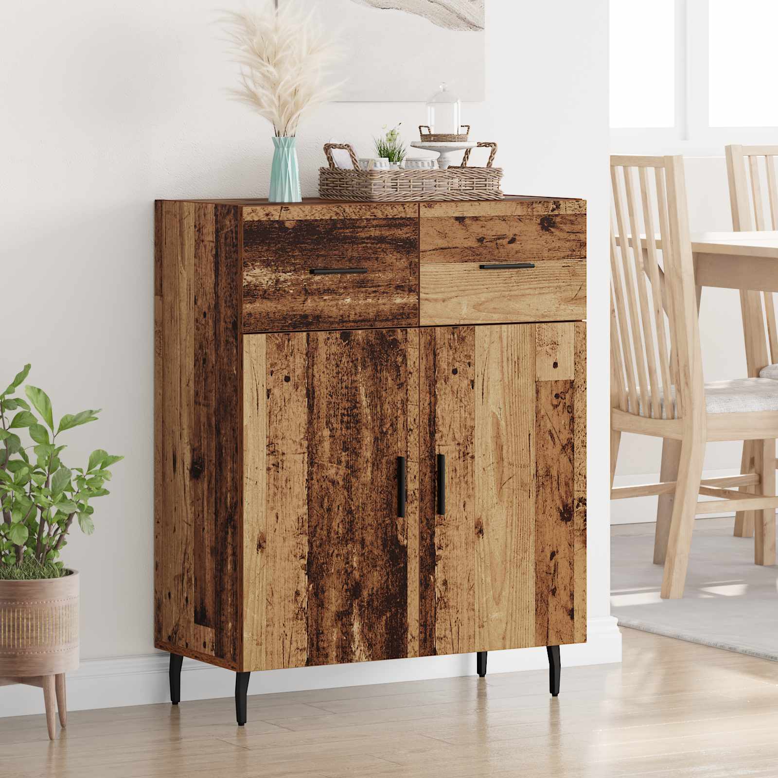 Dressoir met lade Oud Hout 69,5 x 34 x 90 cm Bewerkt hout