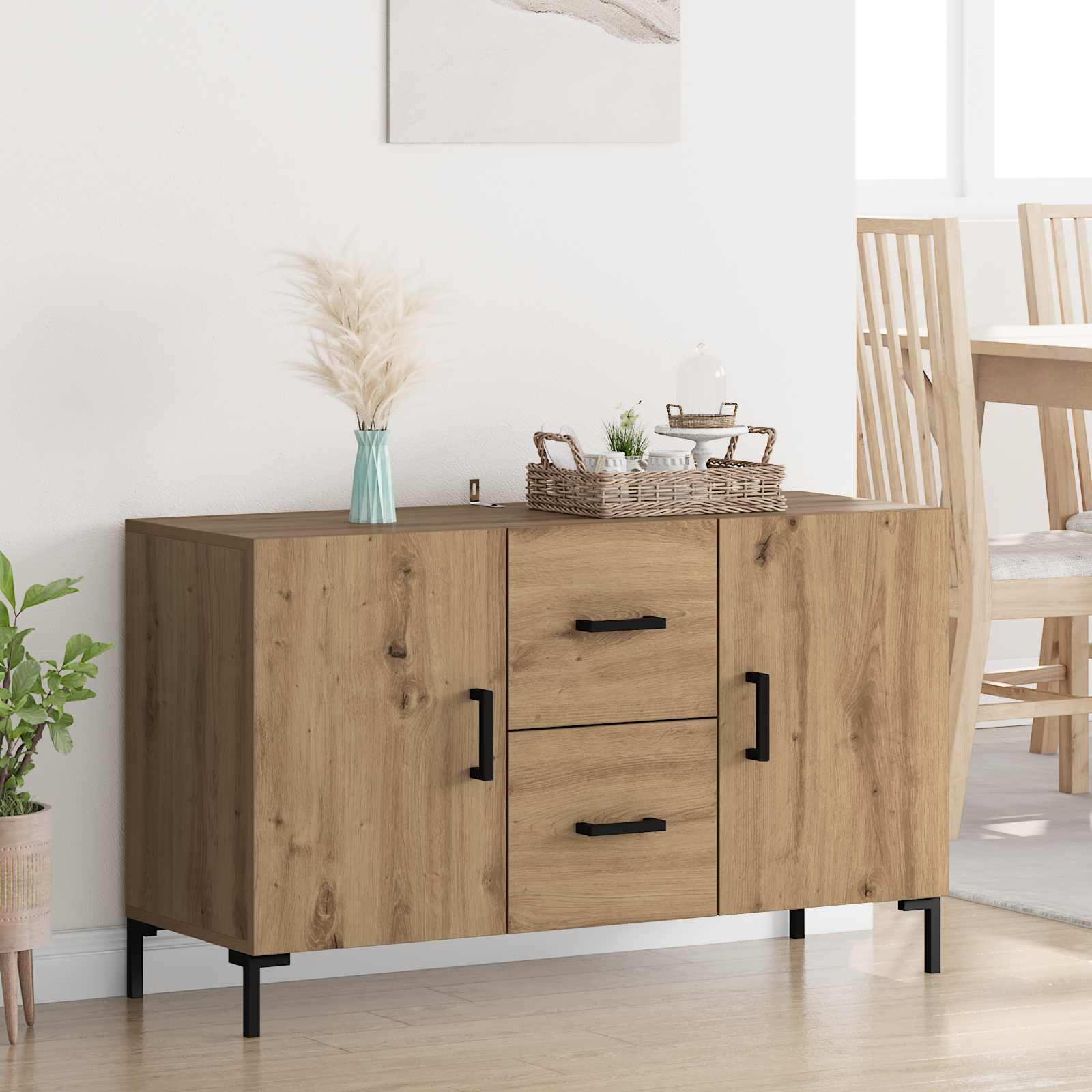 Dressoir Artisan Eiken 100 x 36 x 60 cm Bewerkt hout – afbeelding 1
