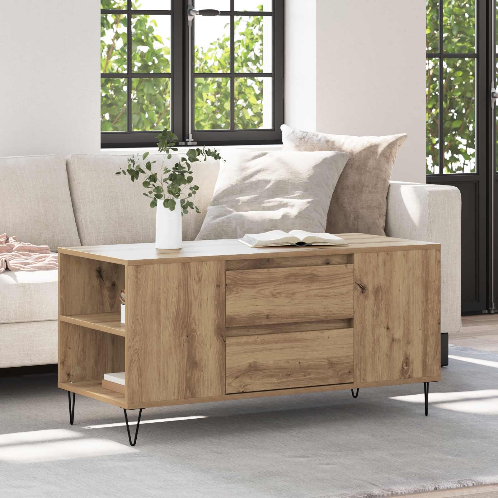 Salontafel Artisan Eiken 102 x 44,5 x 50 cm Bewerkt hout