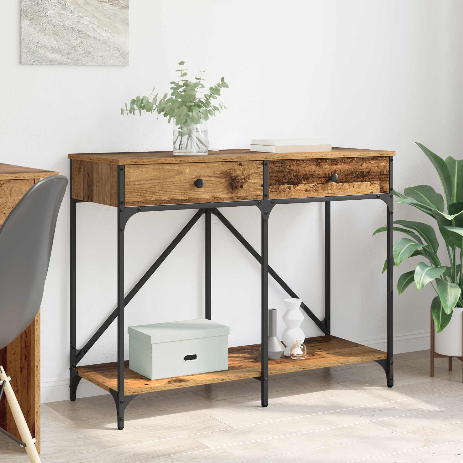 Wandtafel met lade Oud Hout 100 x 39 x 78,5 cm Bewerkt hout