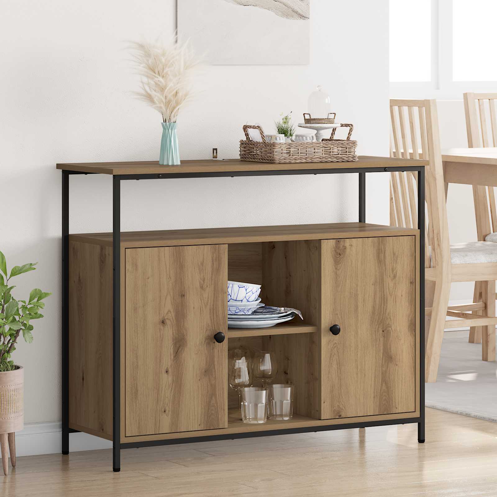 Dressoir Artisan Eiken 100 x 35 x 80 cm Bewerkt hout