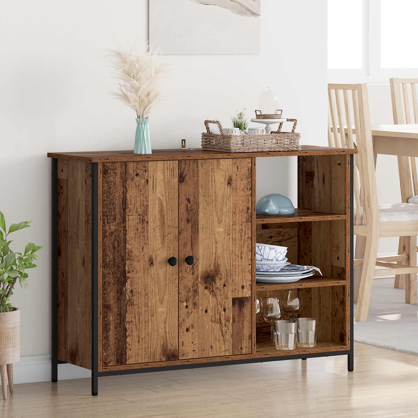 Dressoir Oud Hout 100 x 33 x 75 cm Bewerkt hout