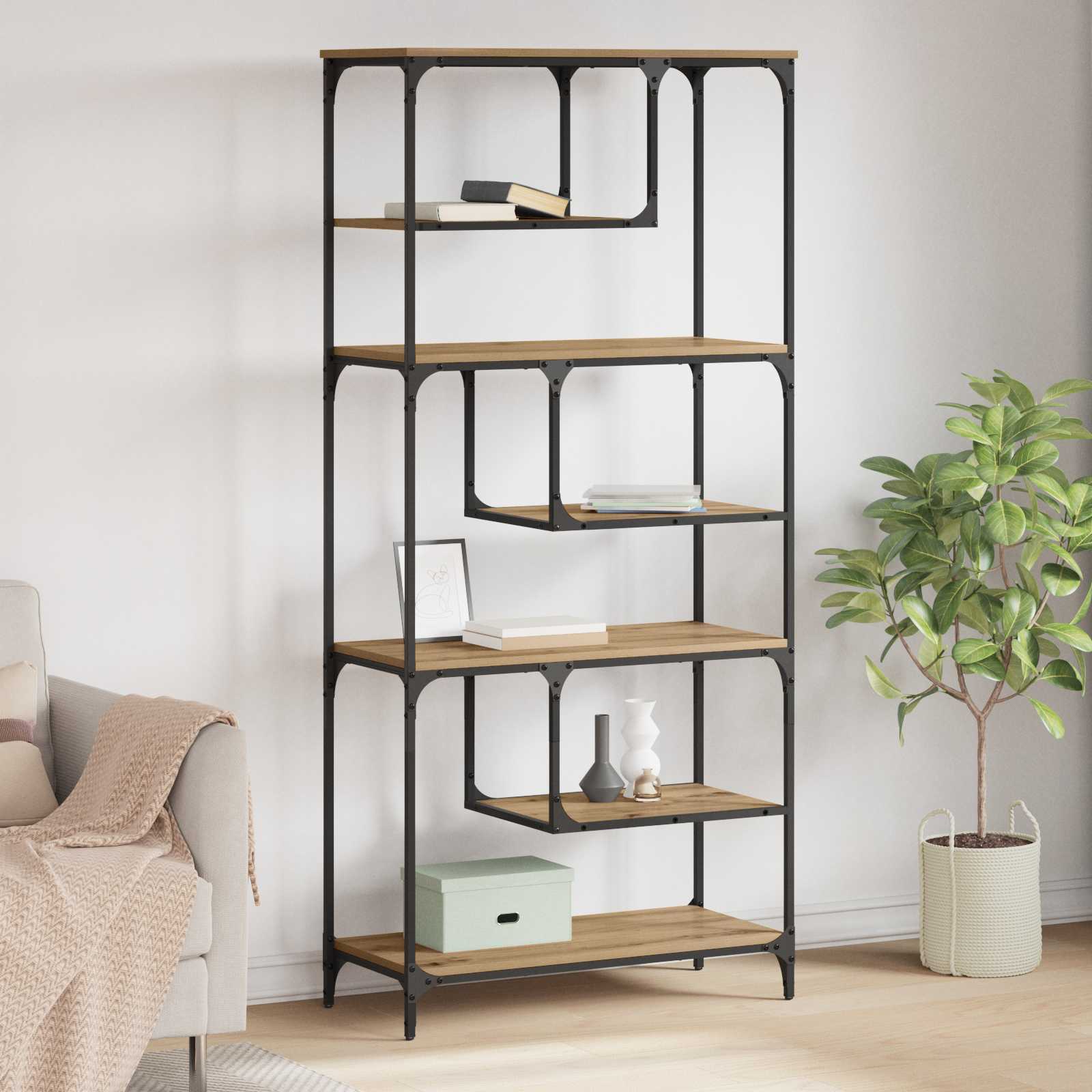 Boekenkast 6-laags 81 x 36 x 176 cm Bewerkt hout