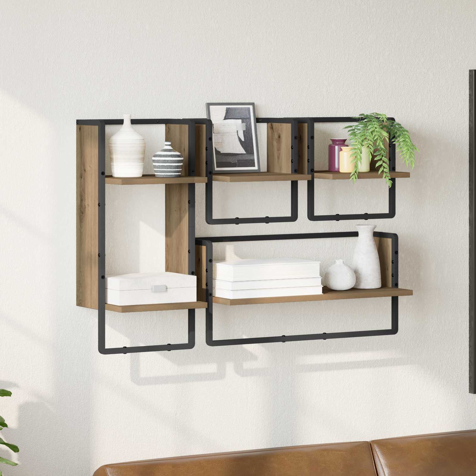 Wandplankenset Muurmontage 4 pcs Artisan Eiken 65 x 25 x 30 cm