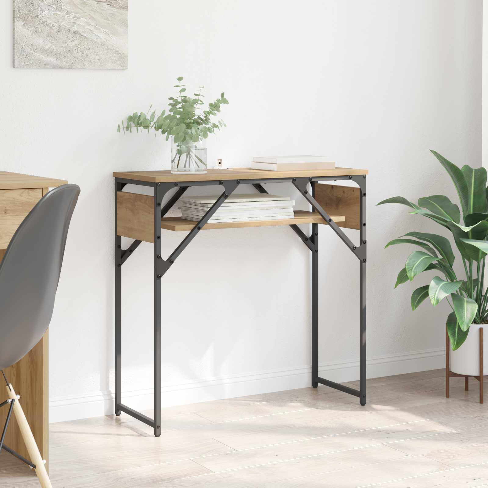 Consoletafel Artisan Eiken Bewerkt hout 75x30x75cm