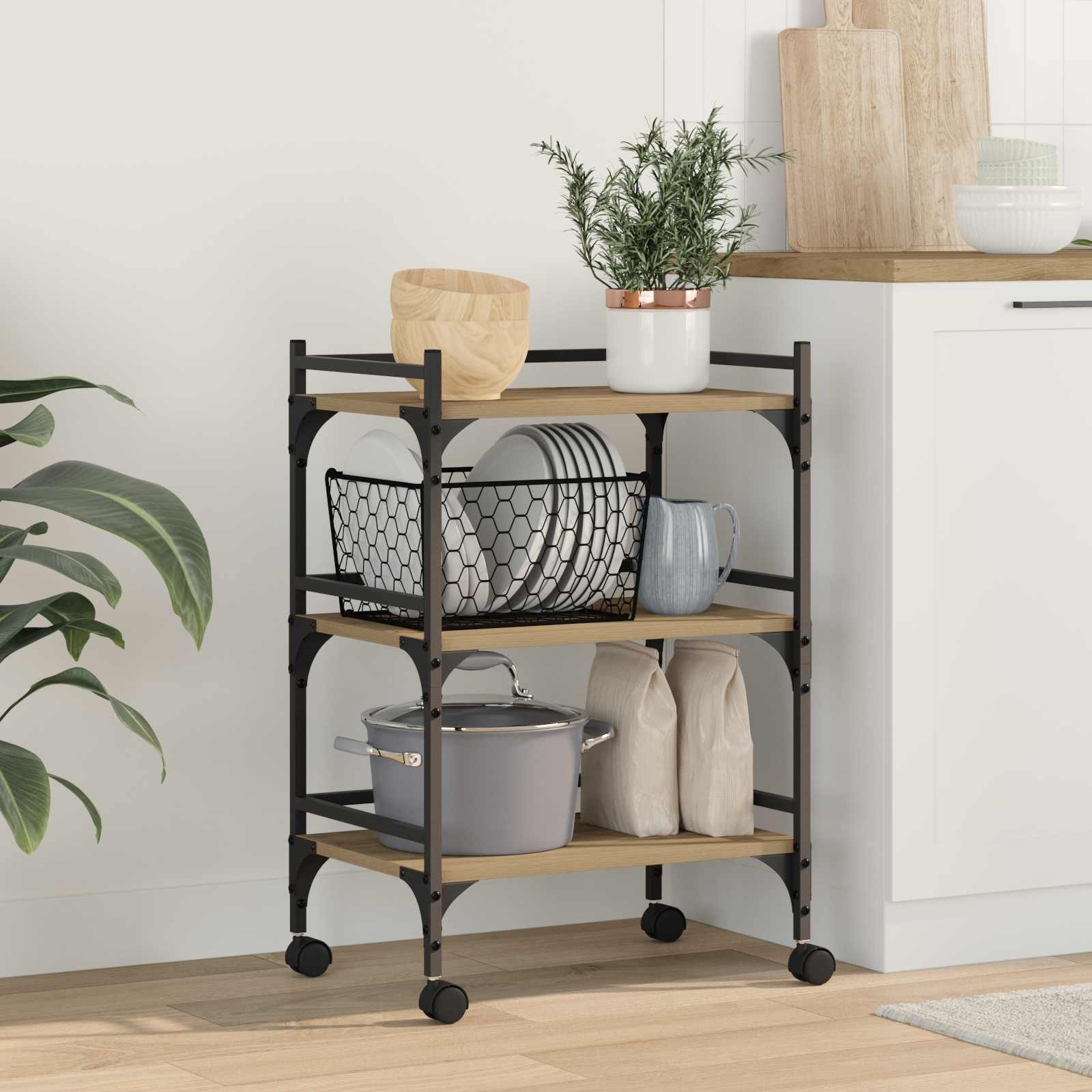 Keuken Trolley Artisan Eiken 50 x 35 x 75.5 cm Bewerkt hout
