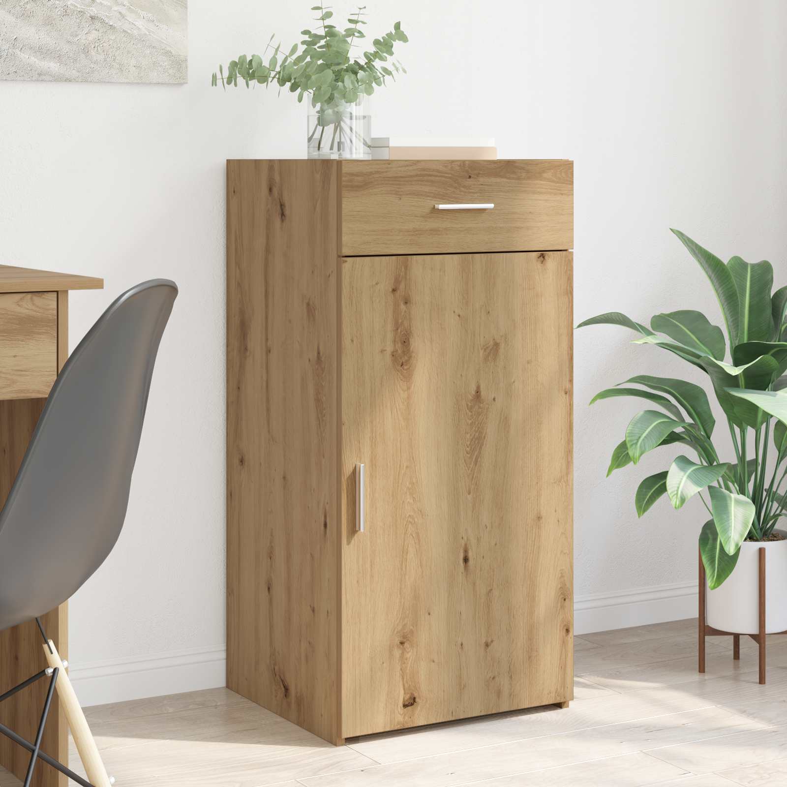 Dressoir artisanaal eikenkleurig 45 x 42,5 x 93 cm Bewerkt hout
