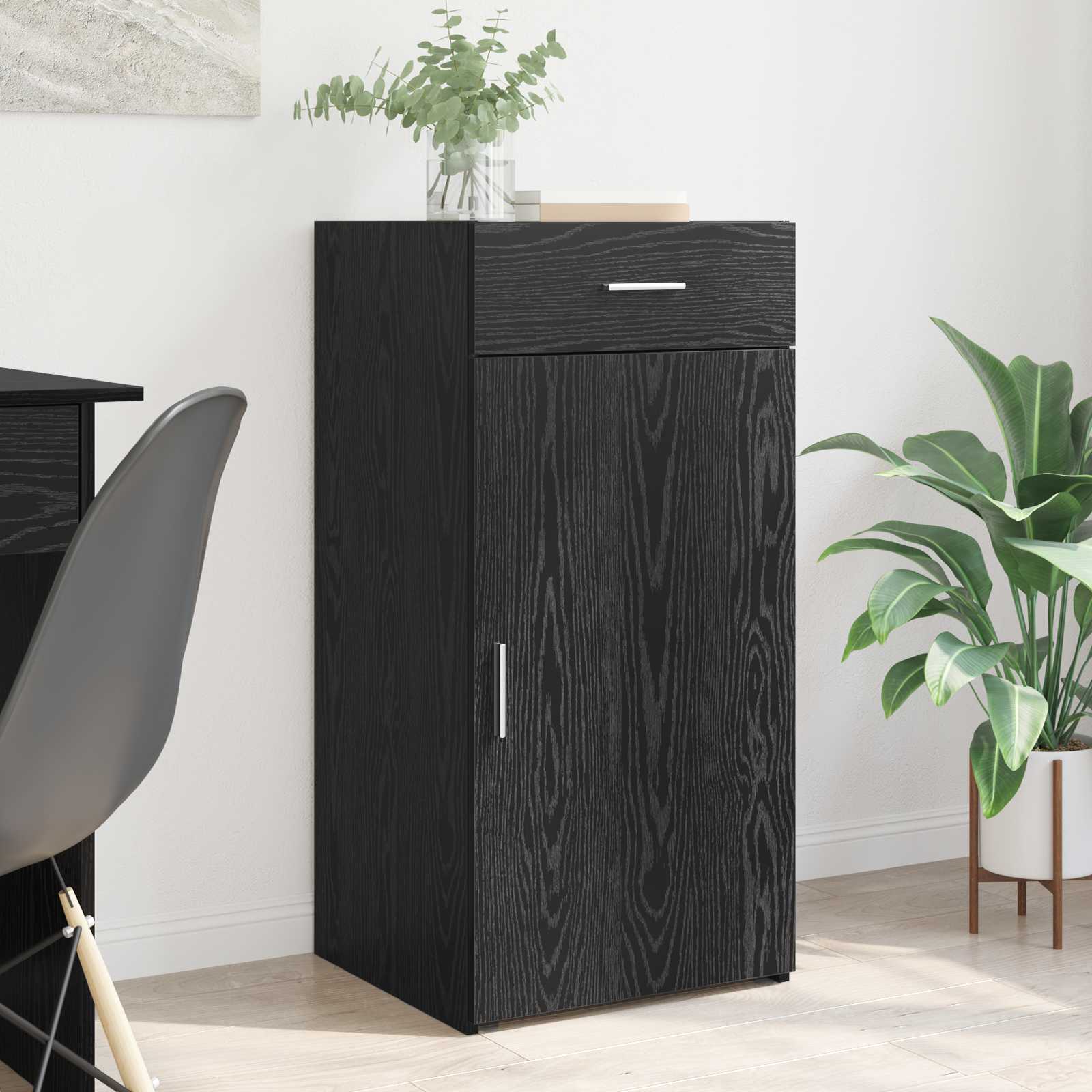 Dressoir met lade Zwart eiken 45 x 42,5 x 93 cm Bewerkt hout