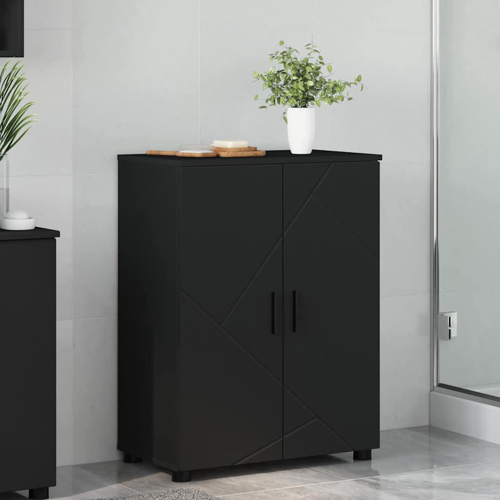Badkamer Kast Zwart 60 x 35 x 80 cm Bewerkt hout & Metaal