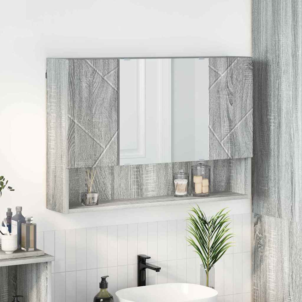 Spiegelkast Grijs Sonoma 80 x 17 x 55 cm Bewerkt hout