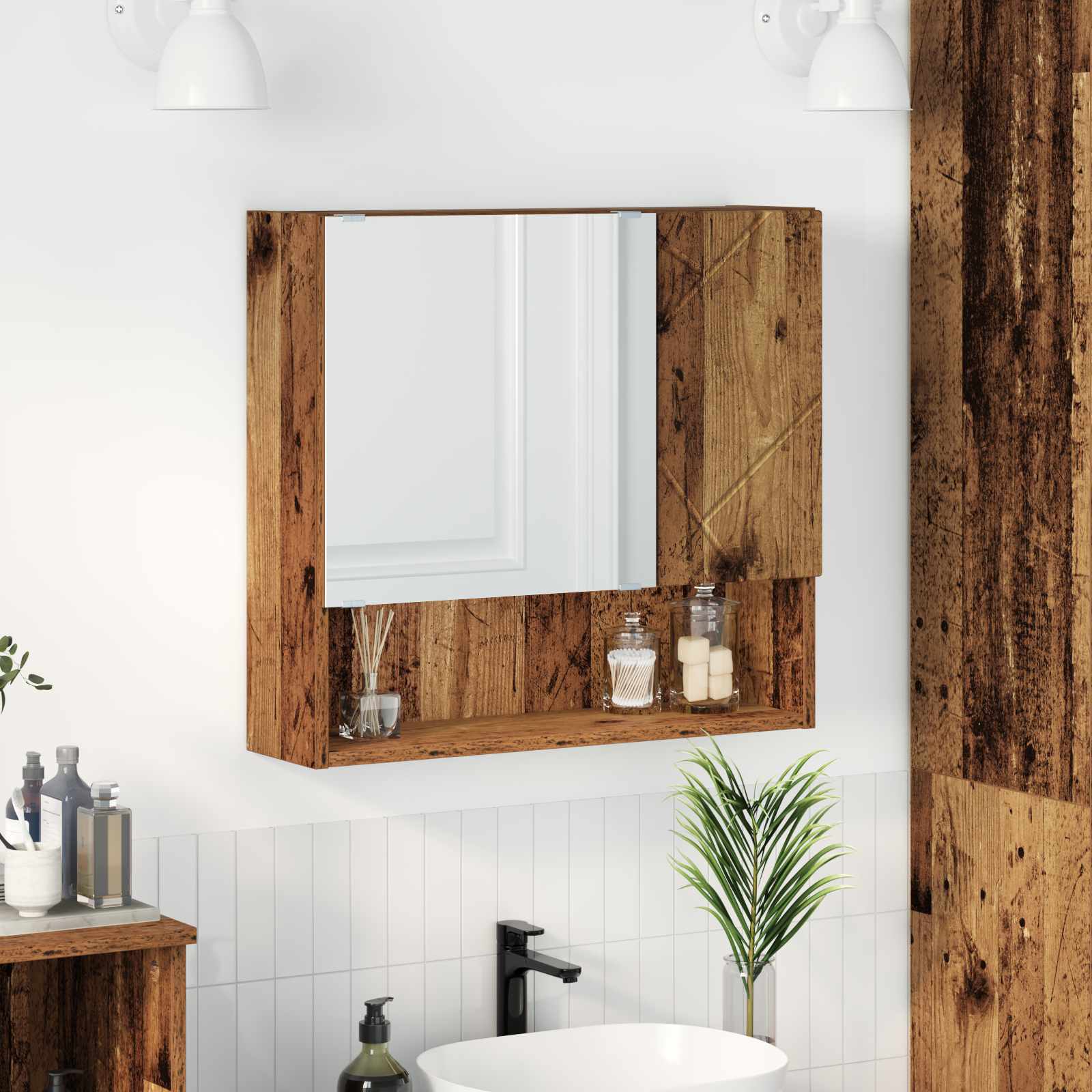 Spiegelkast Oudhout 59 x 17 x 55 cm Bewerkt hout