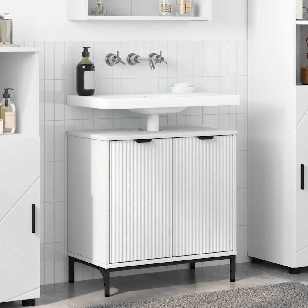 Badkamertenk te kast Wit 60,5 x 33,5 x 61 cm Bewerkt hout