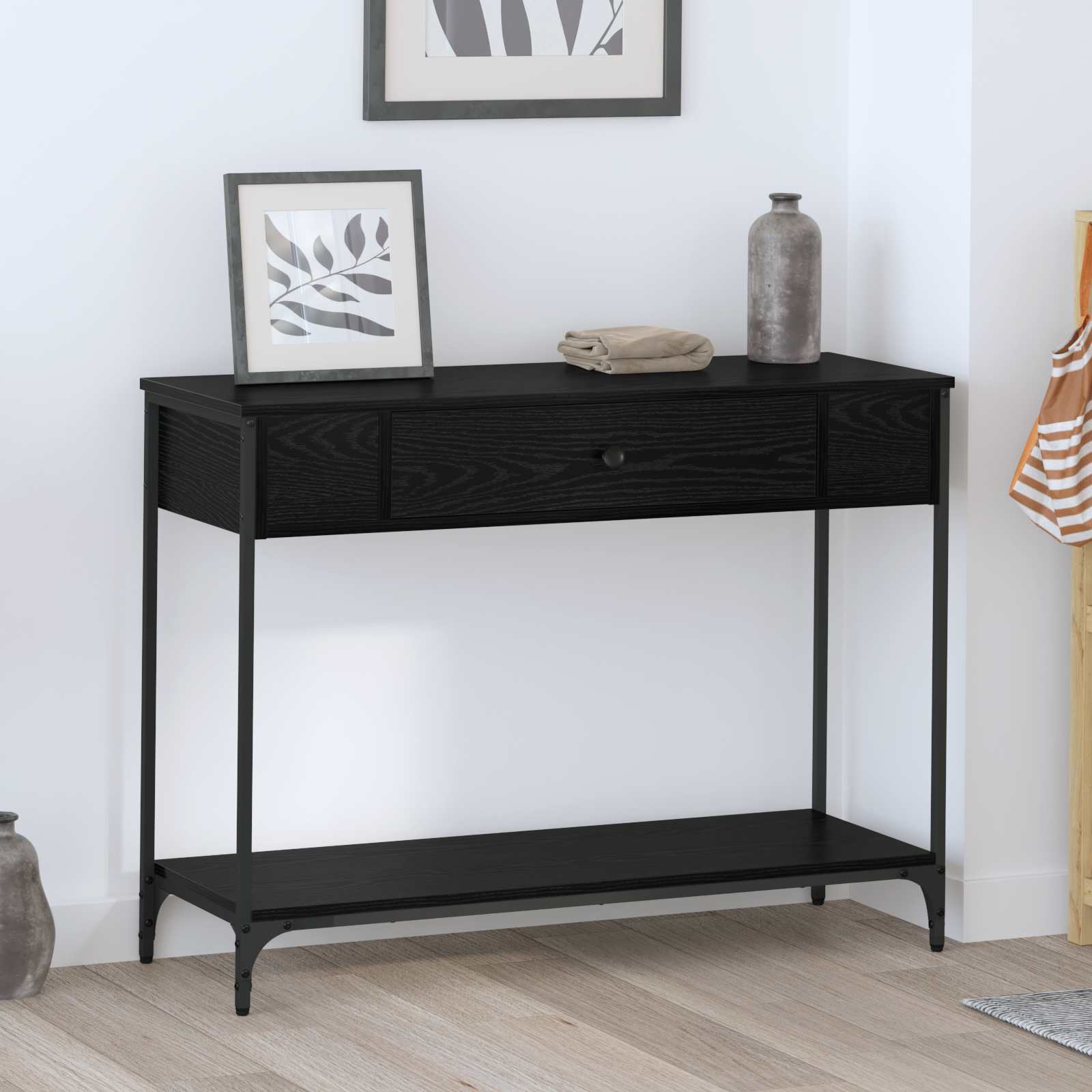 Wandtafel Anders Zwart eiken 100 x 34.5 x 75 cm Bewerkt hout