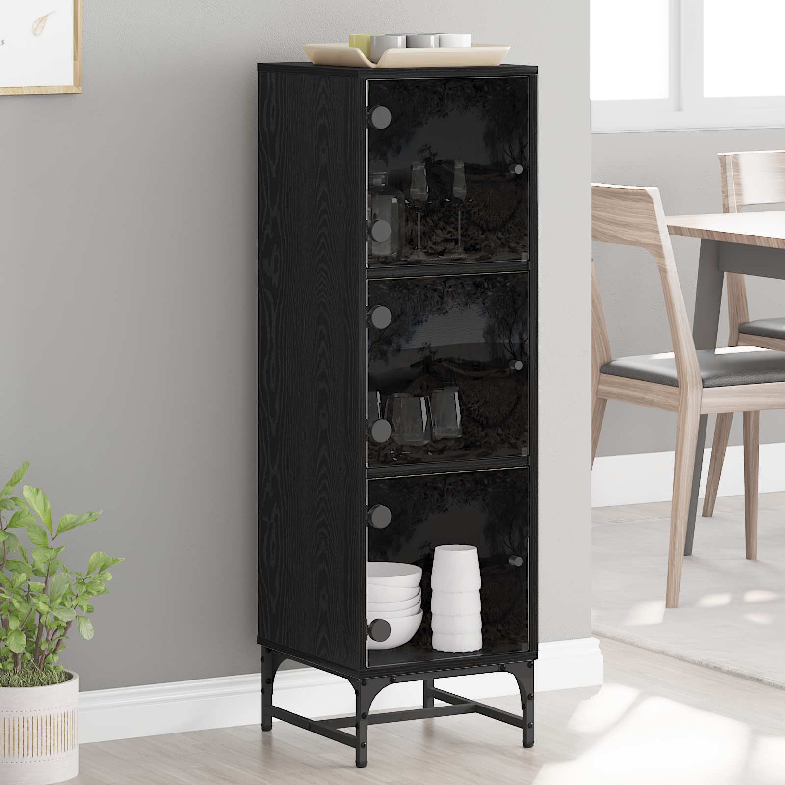 Dressoir Zwart Eiken 35 x 37 x 117 cm