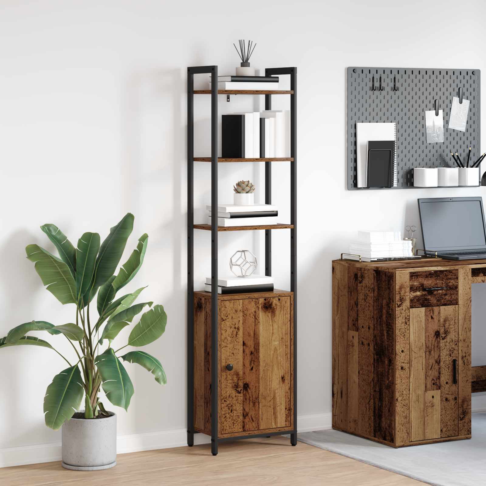 Boekenkast Oud Hout 40 x 24 x 161 cm Bewerkt hout